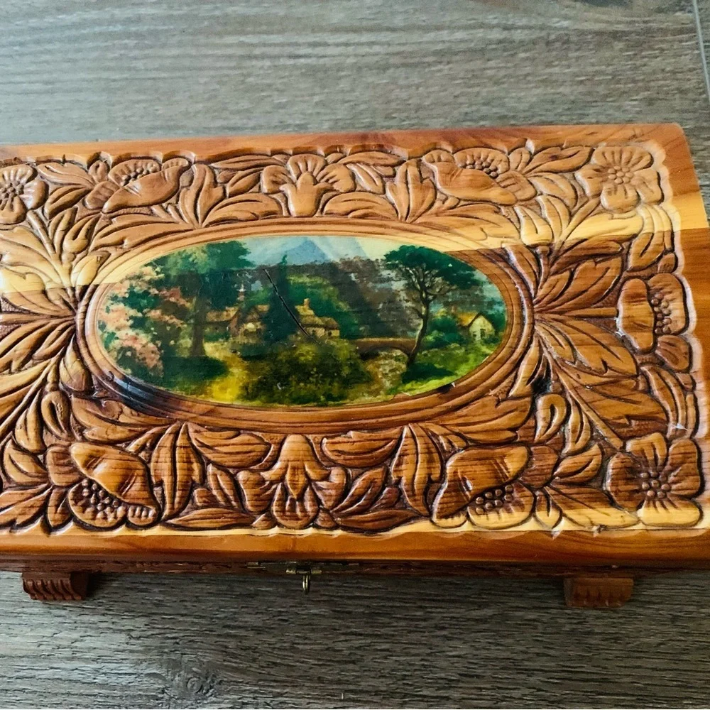 Wooden box with mirror